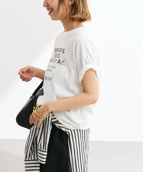 FRAMeWORK(フレームワーク)の「≪追加≫カスレロゴプリントTシャツ(Tシャツ/カットソー・レディース・ホワイト/チャコールグレー/ベージュ・FREE)」の17枚目の写真