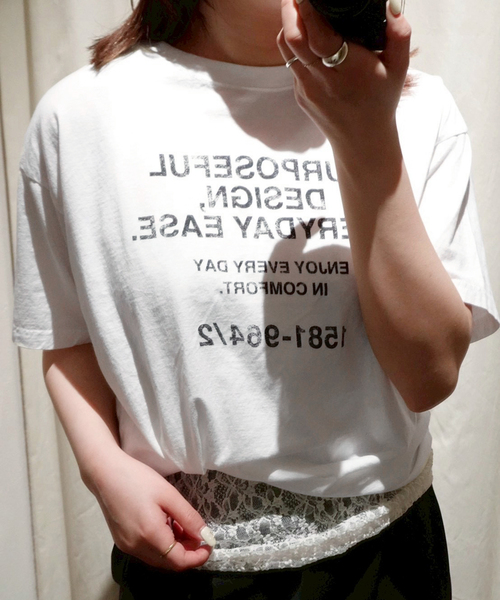 FRAMeWORK(フレームワーク)の「≪追加≫カスレロゴプリントTシャツ(Tシャツ/カットソー・レディース・ホワイト/チャコールグレー/ベージュ・FREE)」の21枚目の写真
