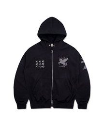EYELET SEVEN フーディ ジップアップ ブラック/ブラックグレー(FCG1ZP696M)