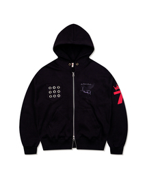 FABULOUS ARCHIVE（ファビュラスアーカイブ）の「EYELET SEVEN HOODIE ZIP-UP BLACK/BLACKGRAY(FCG1ZP696M)（パーカー）」