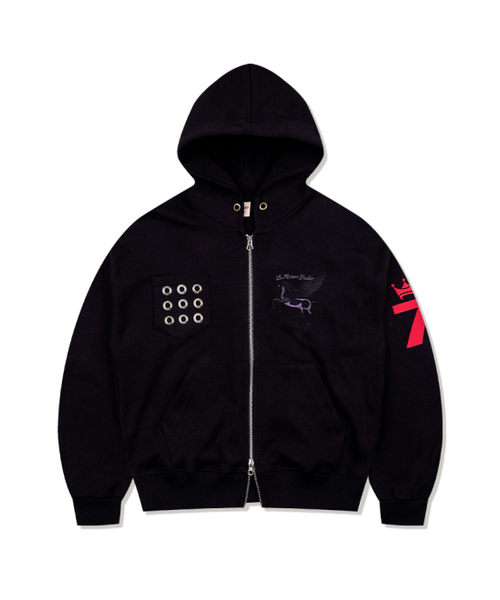 FABULOUS ARCHIVE(ファビュラスアーカイブ)の「EYELET SEVEN フーディ ジップアップ ブラック/ブラックグレー(FCG1ZP696M)(パーカー・レディース・ブラック/ブラック×グレー・MEDIUM/LARGE)」の16枚目の写真
