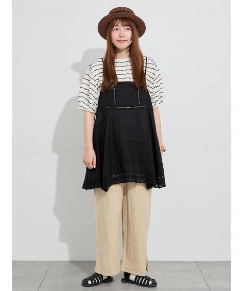 Samansa Mos2(サマンサ モスモス)の「【クールコットン】脇スリットストレートパンツ(その他パンツ・レディース・ブラウン/ベージュ/ハウンドトゥース・F)」の12枚目の写真