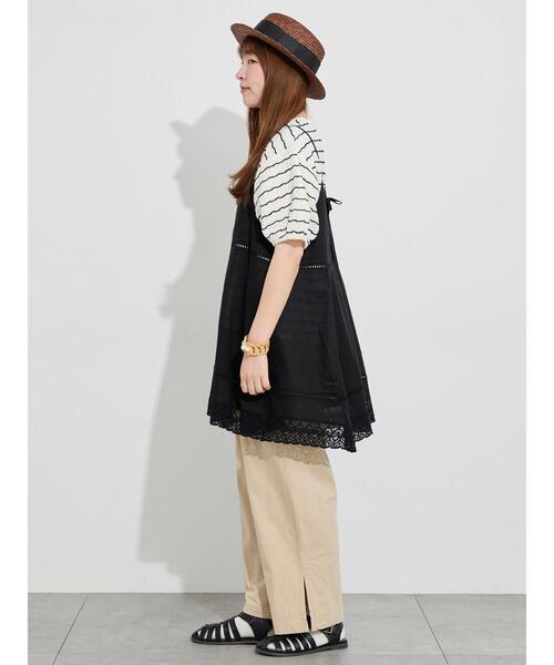 Samansa Mos2(サマンサ モスモス)の「【クールコットン】脇スリットストレートパンツ(その他パンツ・レディース・ブラウン/ベージュ/ハウンドトゥース・F)」の13枚目の写真