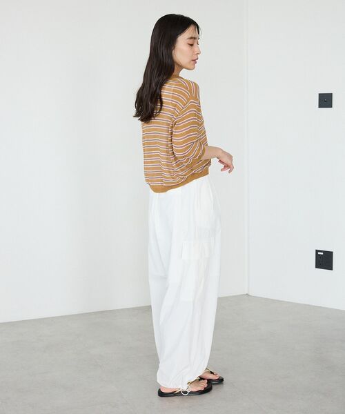 CRAFT STANDARD BOUTIQUE(クラフトスタンダードブティック)の「シアーボーダーショート丈ポロニット(ニット/セーター・レディース・キャメル/ピンク/パープル・FREE)」の15枚目の写真