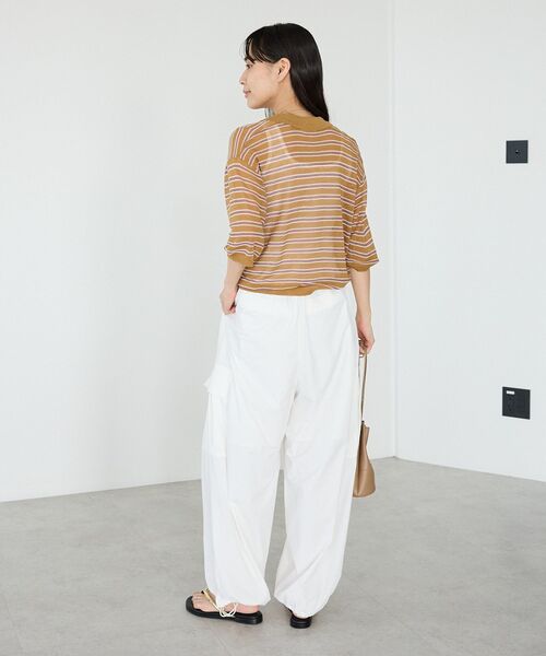 CRAFT STANDARD BOUTIQUE(クラフトスタンダードブティック)の「シアーボーダーショート丈ポロニット(ニット/セーター・レディース・キャメル/ピンク/パープル・FREE)」の16枚目の写真