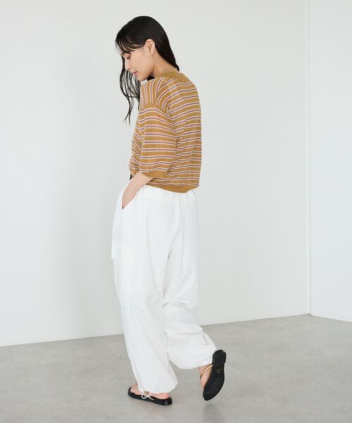 CRAFT STANDARD BOUTIQUE(クラフトスタンダードブティック)の「シアーボーダーショート丈ポロニット(ニット/セーター・レディース・キャメル/ピンク/パープル・FREE)」の17枚目の写真