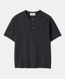 ディマコットンヘンリーネック半袖Tシャツ[チャコール]