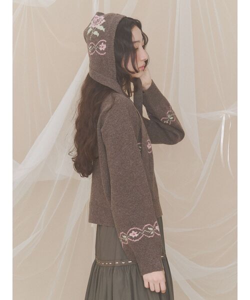 merry jenny(メリージェニー)の「rose earflap hat(ニットキャップ/ビーニー・レディース・アイボリー/ブラウン・FREE)」の10枚目の写真