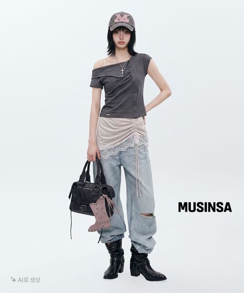 PLEASENOFOLLOW(プリーズノーフォロー)の「25Damaged Washing Wide Denim (Ice Blue)(デニムパンツ・レディース・その他・SMALL/MEDIUM/LARGE/X-SMALL)」の4枚目の写真