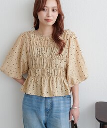 【WEB限定】前後2WAYドット袖バルーンブラウス