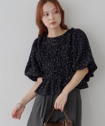 【WEB限定】前後2WAYドット袖バルーンブラウス