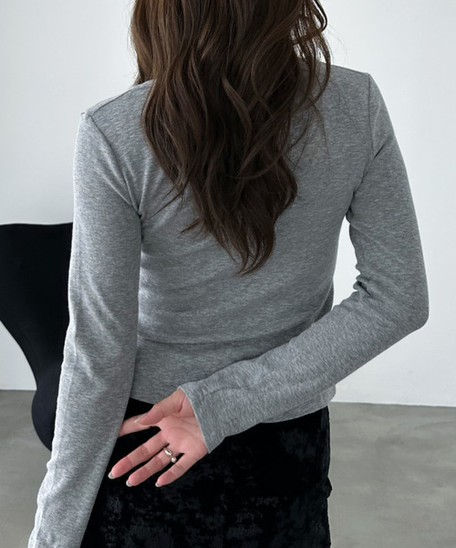 Eclat one(エクラワン)の「【Eclat one】フロントボタン コンパクト リブカットソー(Tシャツ/カットソー・レディース・ブラウン/グレー/ブラック/ホワイト・M/L)」の17枚目の写真