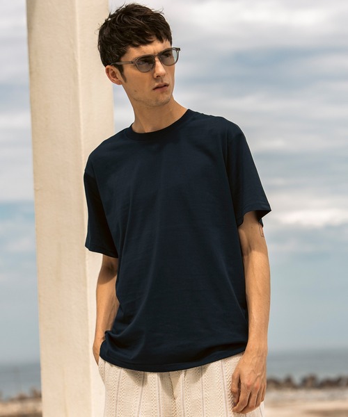 AKM Contemporary(エイケイエムコンテンポラリー)の「AKM Contemporary(エイケイエムコンテンポラリー)シルクブレンドクルーネックTシャツ(Tシャツ/カットソー・メンズ・ライトベージュ/ホワイト/ブラック/ネイビー・M/L/XL)」の1枚目の写真