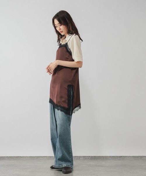 GLOBAL WORK(グローバルワーク)の「サテンレースアシメキャミ/1051182(キャミソール・レディース・ダークブラウン/ネイビー・MEDIUM/LARGE)」の19枚目の写真