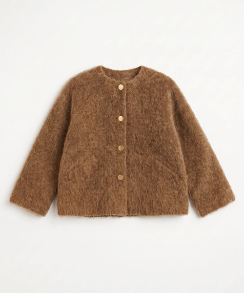 Nunc.(ヌンク)の「アルパカシャギーショートコート(ステンカラーコート・レディース・チャコールグレー/モカ/イエロー・FREE)」の21枚目の写真