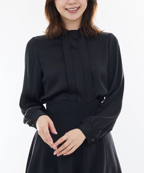 NARACAMICIE(ナラカミーチェ)の「【NARACAMICIE】サテンストライプフロントタック長袖ブラウス(シャツ/ブラウス・レディース・ホワイト/ネイビー/ブラック/オフホワイト/ピンク・L/M/S/XL)」の18枚目の写真