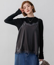 ベロアキャミ ツインセット トップス