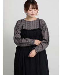 総刺繍チュニックブラウス