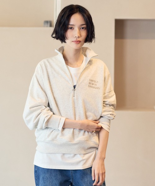 studio CLIP(スタディオクリップ)の「【daily CLIP】刺繍ハーフジッププルオーバー(スウェット・レディース・ボルドー/ネイビー/グレー・FREE)」の15枚目の写真