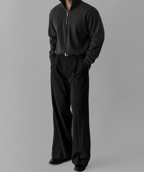 BOWLOW PRODUCT（バウロープロダクト）の「クロップミニロゴハーフジップ[チャコール]（スウェット・メンズ・その他・MEDIUM/LARGE/X-LARGE）」の2枚目の写真