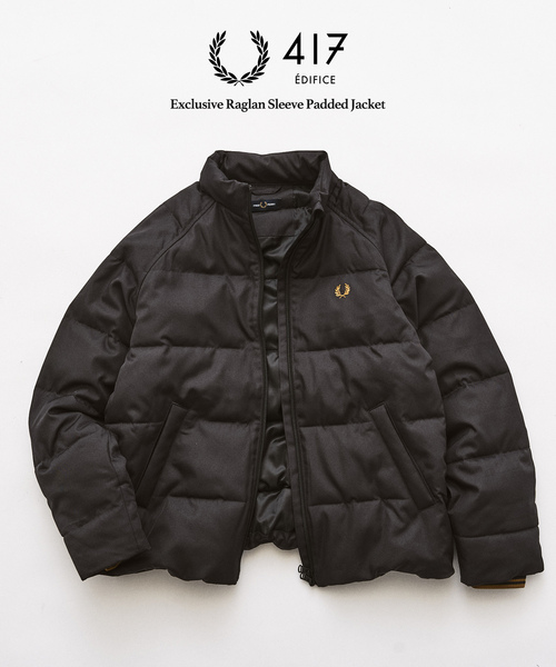 417 EDIFICE(フォーワンセブンエディフィス)の「FRED PERRY / フレッドペリー 417別注 ラグランスリーブ パデッドジャケット(その他アウター・メンズ・ブラック/ブラウン/カーキ・SMALL/MEDIUM/LARGE)」の4枚目の写真