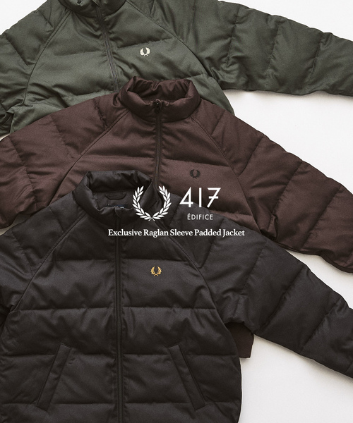 417 EDIFICE(フォーワンセブンエディフィス)の「FRED PERRY / フレッドペリー 417別注 ラグランスリーブ パデッドジャケット(その他アウター・メンズ・ブラック/ブラウン/カーキ・SMALL/MEDIUM/LARGE)」の7枚目の写真