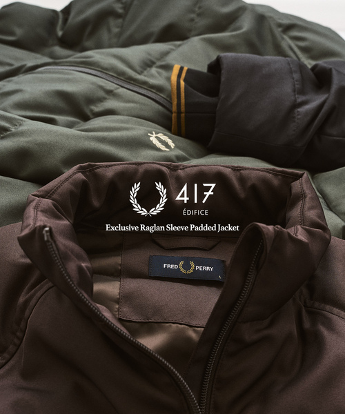 417 EDIFICE(フォーワンセブンエディフィス)の「FRED PERRY / フレッドペリー 417別注 ラグランスリーブ パデッドジャケット(その他アウター・メンズ・ブラック/ブラウン/カーキ・SMALL/MEDIUM/LARGE)」の8枚目の写真