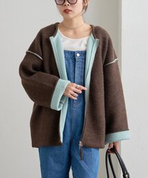 ∴【ZOZO限定】復刻!ダブルジップ配色ヤクライクニットカーディガン