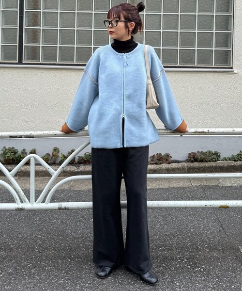 CIAOPANIC TYPY(チャオパニックティピー)の「∴【ZOZO限定】復刻!ダブルジップ配色ヤクライクニットカーディガン(カーディガン/ボレロ・レディース・サックスブルー/ブラック/グレー/ブラウン・ONE SIZE)」の22枚目の写真