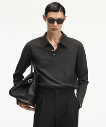 TNGT（ティーエヌジーティー）の「Ribbed Slim Fit Polo T-Shirt (Dark Grey) TNTS6F105CG（ポロシャツ）」