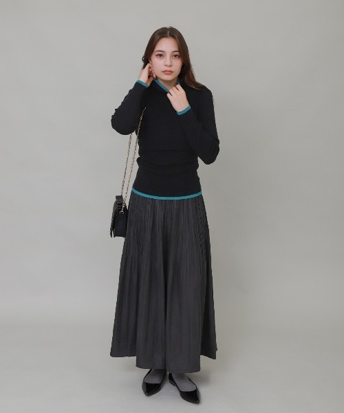 libelle more(リベル モア)の「配色ラインボトルネックリブニット(ニット/セーター・レディース・杢グレー/オフホワイト/ブラウン/ブラック・M)」の20枚目の写真
