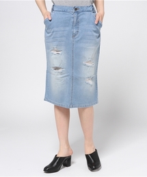 PUNYUS | クラッシュデニムペンシルスカート(デニムスカート)