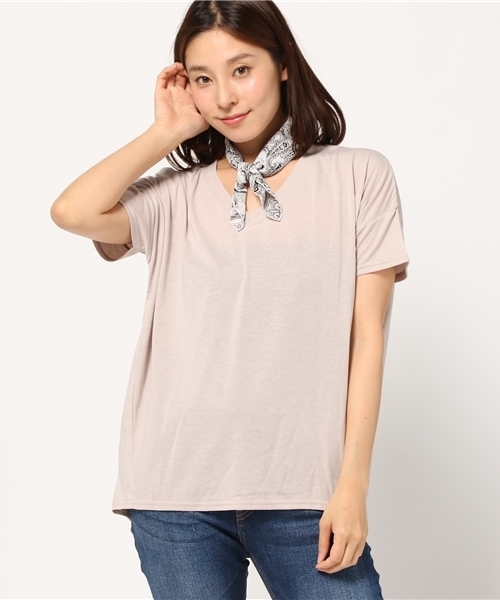 VENCEEXCHANGE(ヴァンスエクスチェンジ)の「バンダナ付きVネックT(Tシャツ/カットソー・レディース・ブラック/オリーブ/ピンク/オフホワイト・MEDIUM)」の13枚目の写真