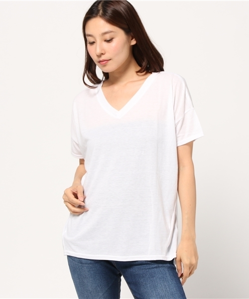 VENCEEXCHANGE(ヴァンスエクスチェンジ)の「バンダナ付きVネックT(Tシャツ/カットソー・レディース・ブラック/オリーブ/ピンク/オフホワイト・MEDIUM)」の6枚目の写真