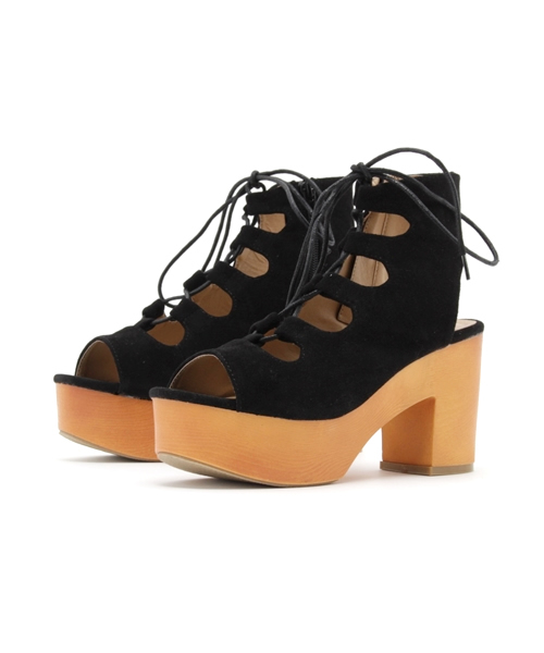 WEGO（ウィゴー）の「WEGO/レースアップウッドサンダル（サンダル・レディース・キャメル/ブラック/ベージュ・MEDIUM/LARGE）」の13枚目の写真