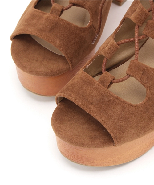 WEGO（ウィゴー）の「WEGO/レースアップウッドサンダル（サンダル・レディース・キャメル/ブラック/ベージュ・MEDIUM/LARGE）」の8枚目の写真