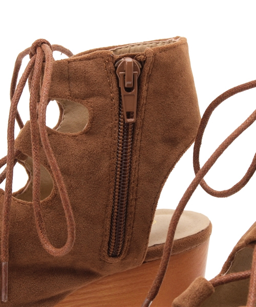 WEGO（ウィゴー）の「WEGO/レースアップウッドサンダル（サンダル・レディース・キャメル/ブラック/ベージュ・MEDIUM/LARGE）」の11枚目の写真