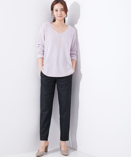 STUDIOUS（ステュディオス）の「【STUDIOUS】ウール混畔編みヘムラウンドニット（ニット/セーター・レディース・ホワイト/グレー・FREE）」の10枚目の写真