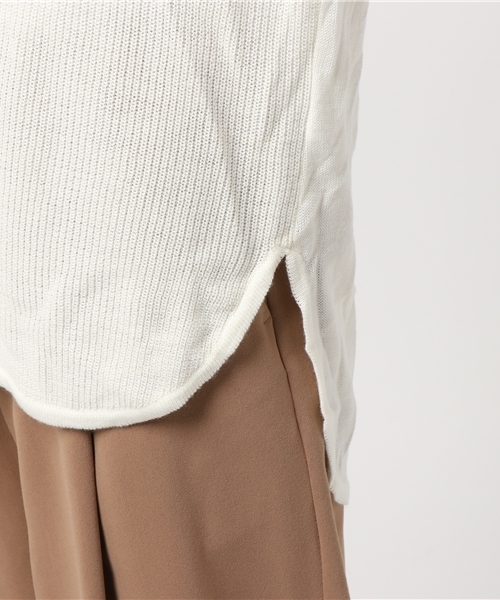 STUDIOUS（ステュディオス）の「【STUDIOUS】ウール混畔編みヘムラウンドニット（ニット/セーター・レディース・ホワイト/グレー・FREE）」の8枚目の写真