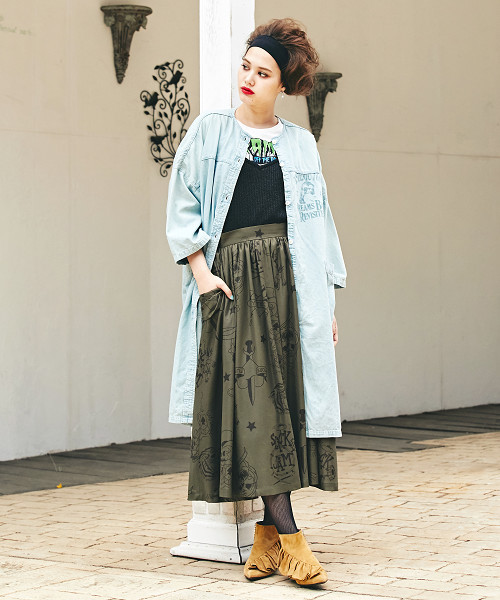 HYSTERIC GLAMOUR TATOOPATTERN総柄ギャザースカート HYSTERIC GLAMOUR TATOOPATTERN総柄ギャザースカート - メルカリ