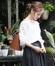 coca（coca） | ケミカルレーススリーブシフォンブラウス(シャツ/ブラウス)