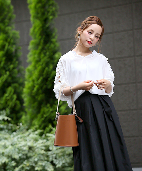 coca（coca）（コカ）の「ケミカルレーススリーブシフォンブラウス（シャツ/ブラウス・レディース・ブラック/ホワイト・ONE SIZE）」の11枚目の写真