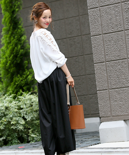 coca（coca）（コカ）の「ケミカルレーススリーブシフォンブラウス（シャツ/ブラウス・レディース・ブラック/ホワイト・ONE SIZE）」の15枚目の写真