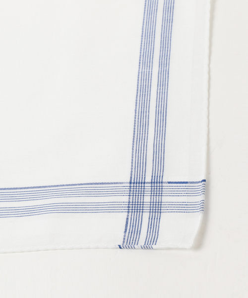 BEAMS F（ビームスエフ）の「GRAZIINA / カラーライン ハンカチ（ハンカチ/ハンドタオル・メンズ・ベージュ/グレー/ブルー・ONE SIZE）」の8枚目の写真