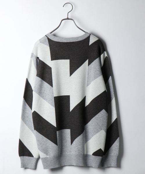 RAGEBLUE（レイジブルー）の「幾何学柄ジャガードニットクルー/772428（ニット/セーター・メンズ・ブルー/グレー/ブラック・LARGE/MEDIUM/SMALL）」の10枚目の写真