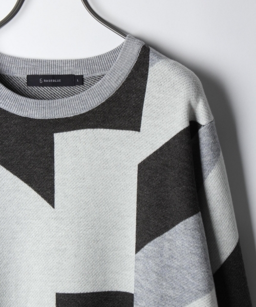 RAGEBLUE（レイジブルー）の「幾何学柄ジャガードニットクルー/772428