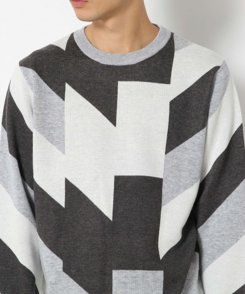 RAGEBLUE（レイジブルー）の「幾何学柄ジャガードニットクルー/772428（ニット/セーター・メンズ・ブルー/グレー/ブラック・LARGE/MEDIUM/SMALL）」の15枚目の写真