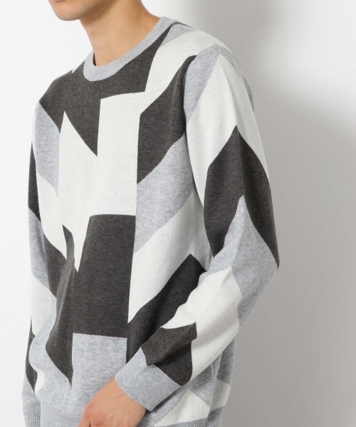 RAGEBLUE（レイジブルー）の「幾何学柄ジャガードニットクルー/772428（ニット/セーター・メンズ・ブルー/グレー/ブラック・LARGE/MEDIUM/SMALL）」の16枚目の写真