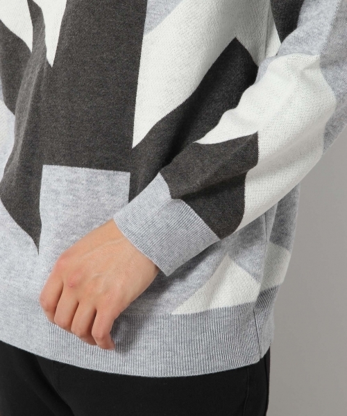 RAGEBLUE（レイジブルー）の「幾何学柄ジャガードニットクルー/772428（ニット/セーター・メンズ・ブルー/グレー/ブラック・LARGE/MEDIUM/SMALL）」の17枚目の写真