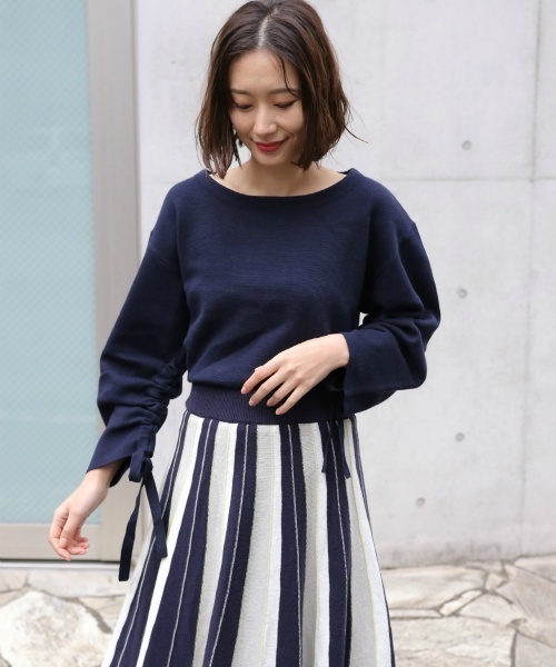 laboratory work（ラボラトリーワーク）の「ドロストミラノリブニットプルオーバー（ニット/セーター・レディース・オフホワイト/ダークネイビー/ブルー系その他・MEDIUM）」の3枚目の写真